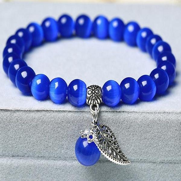 National Style Buddha Bead Bracelet with Cat's Eye Stone for Women, Fashion Lady Jewelry