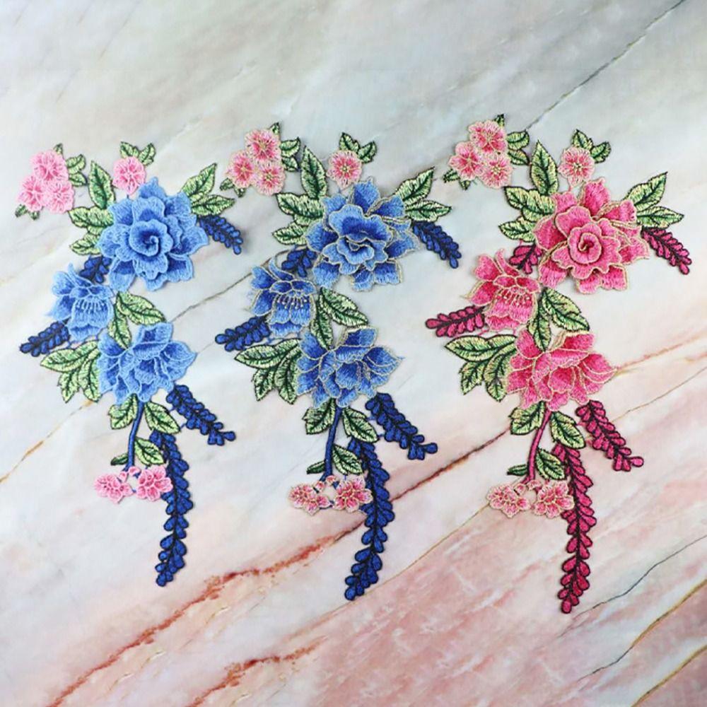 Polyester Fiber Embroidery Flower Patch DIY Handmade Floral Patches Fashion Sew On Patch  Hat