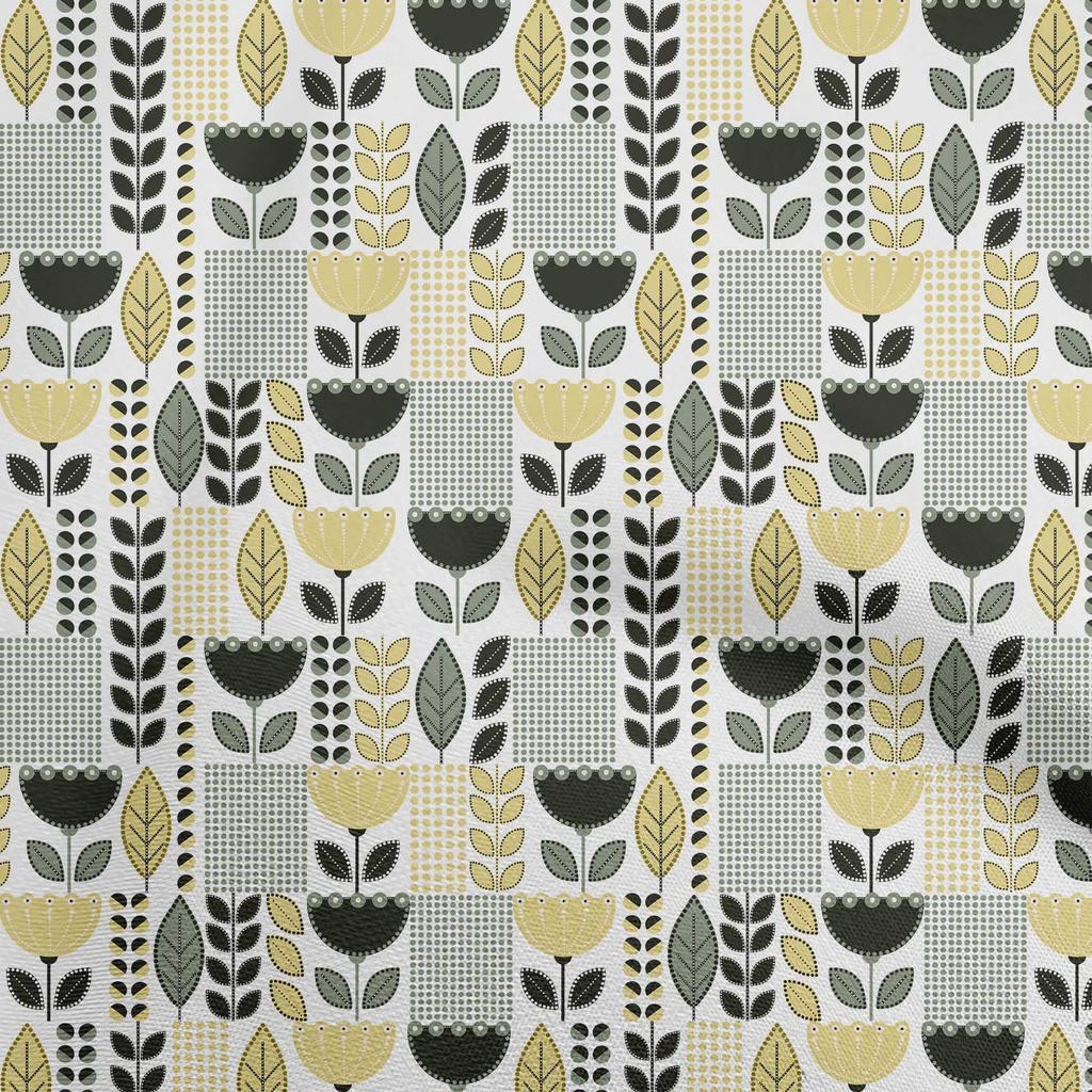 oneOone Țesătură din bumbac Flex, gri, cu puncte, țesătură florală, pentru cusut țesături artizanale imprimate la oarde, 40 de inci