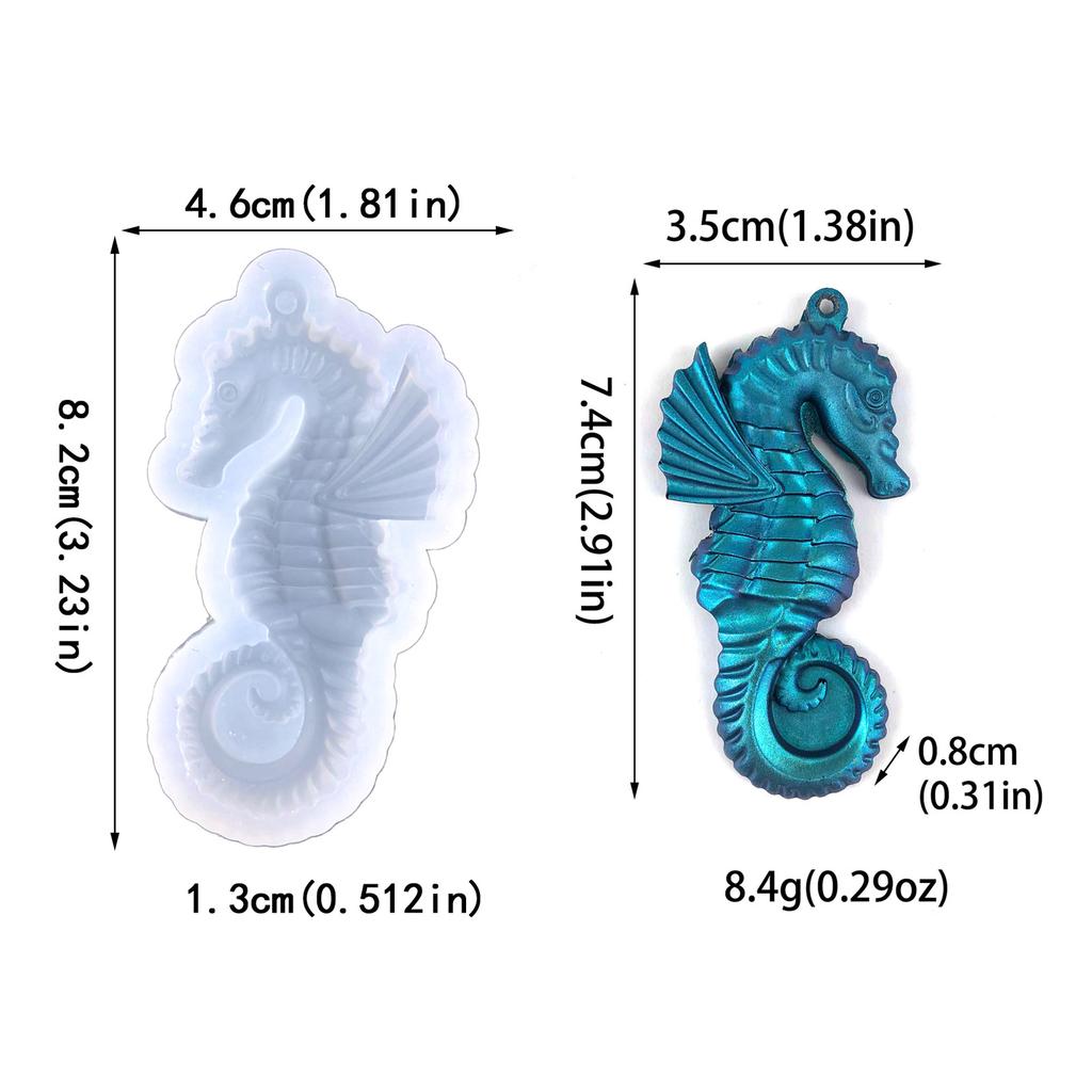 Christmas Seahorse Ornaments Resin Casting Silicone Mold Woman Keychain Decorative Pendant Jewelry Mold for DIY Crafts