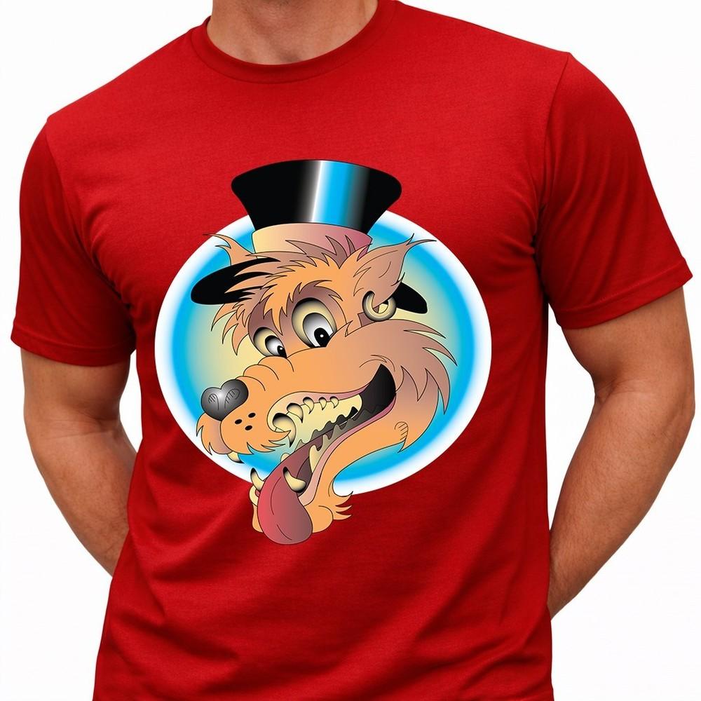Cartoon Wolf T Shirt Funny Wolf Graphic Tee Cute Animal Character Top S