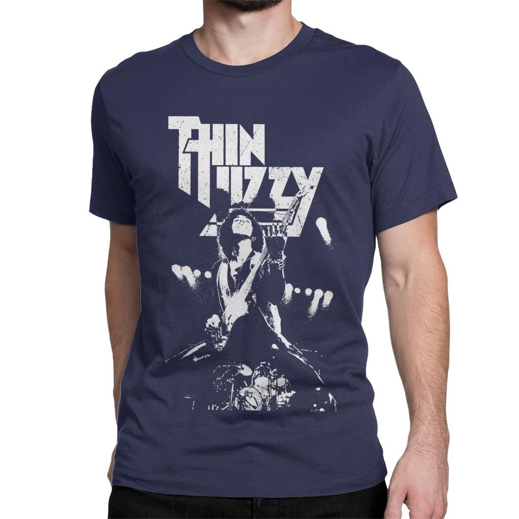 Rock Band 90s T Shirts Men Women 100% Cotton Amazing T-Shirt Crewneck Thin Lizzy Tee Shirt Short Sleeve Clothes Plus Size