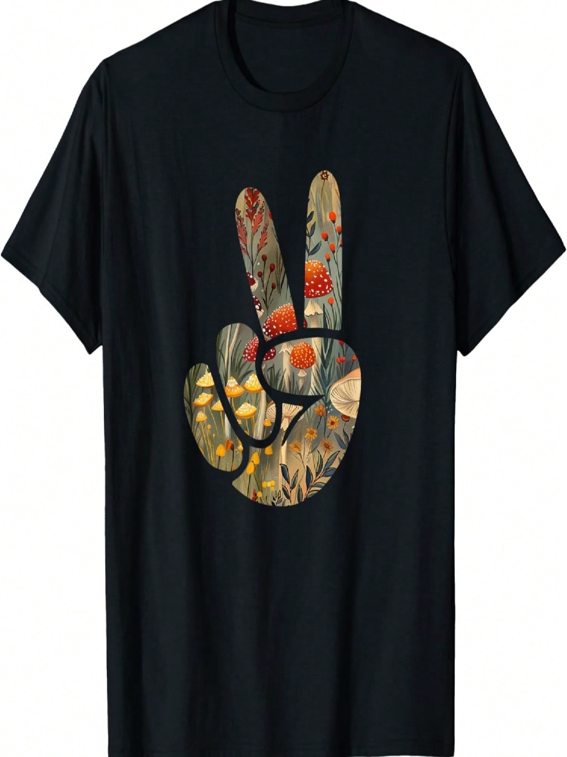Natural Silhouette Forest Meadow Cottagecore Peace Sign Hand T-Shirt(2) S разноцветный