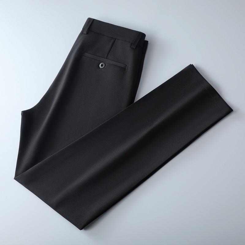 Men's Lightweight Business Casual Pants with Micro Elasticitymen's Quick Drying Pantsnew Straight Leg Office Black Deep Bluepant