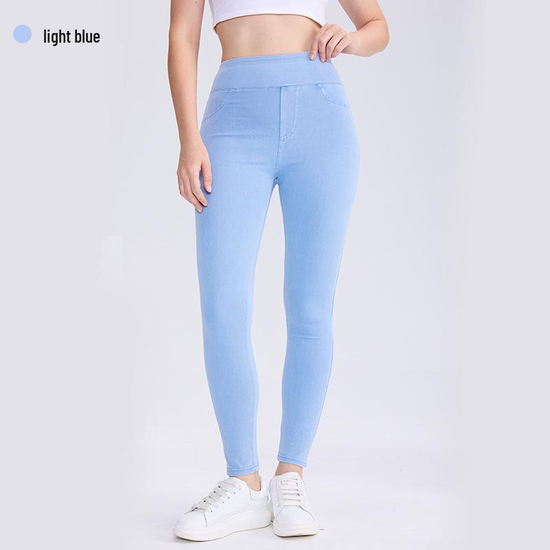 

Women s High-Waisted Slimming Fitness Jeans - Straight Leg, Hip Lifting, High Elasticity Extra Extra Large светло-синий
