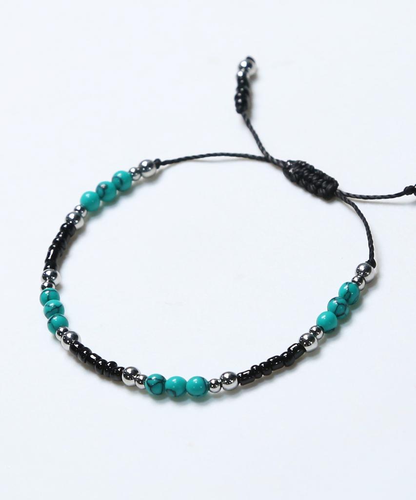 Knd Black & Green Turquoise Bead Bracelet