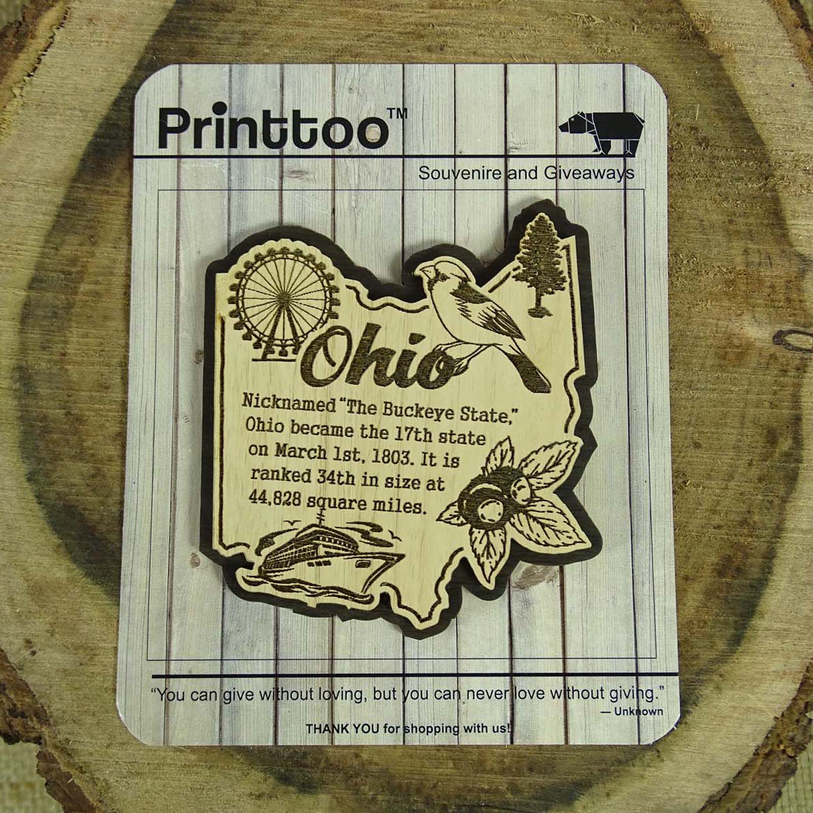 

Дерев яний магніт на карті штату Монтана США, сувенір, магніт на холодильник, подарунок 4 x 3.5 коричневий