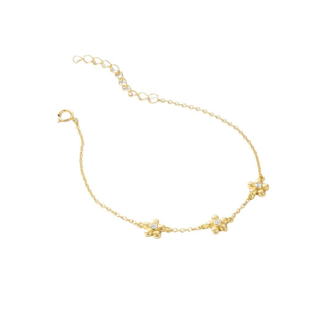 Japanese And Korean Style S925 Sterling Silver Small Daisy Sweet Flower Small Fresh And Cute Fashion Bracelet