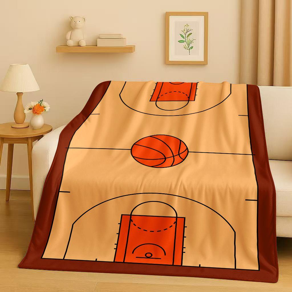 2026 New Basketball Court Art Flannel Blanket,Ultra Soft Warm Plush Throw for Home Bedroom Bed Sofa Cover Travel Camping Gift