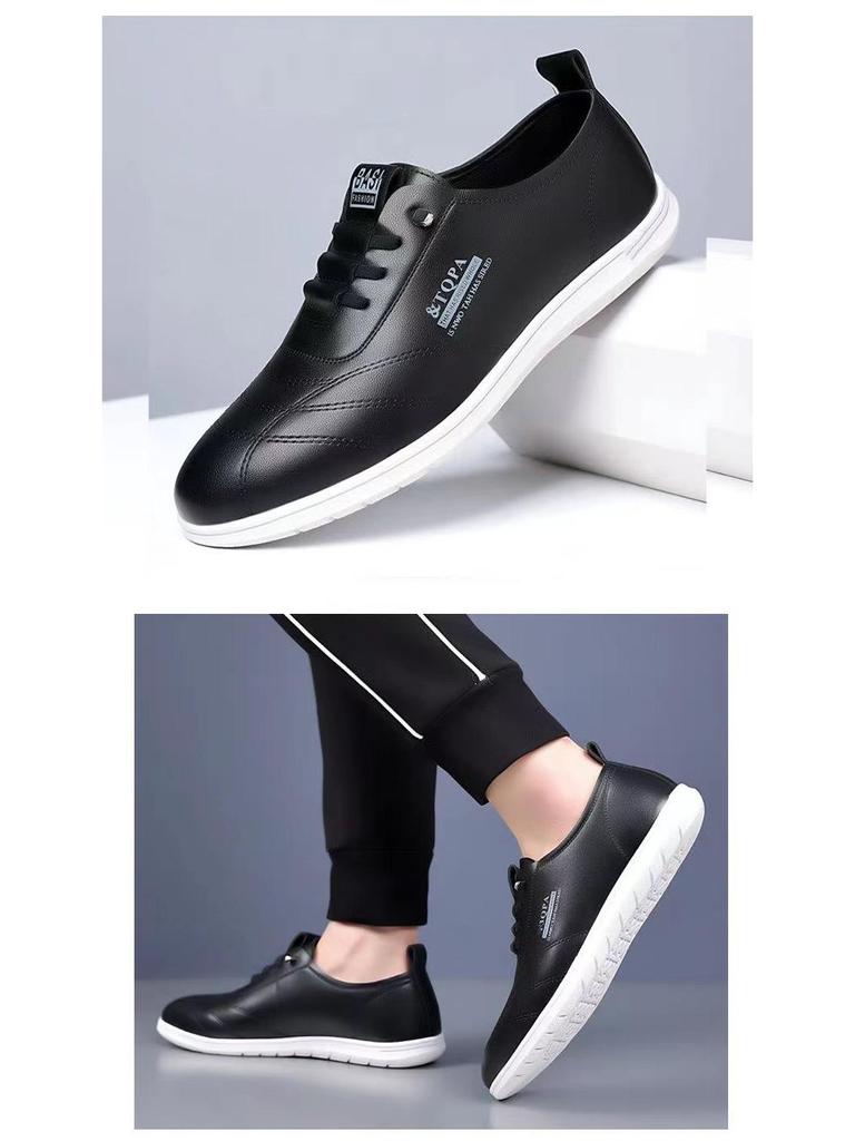 Men's Casual Leather Slip-On Shoes: Fashionable, Versatile, Soft Sole, Breathable, British Style for Business and Commuting.