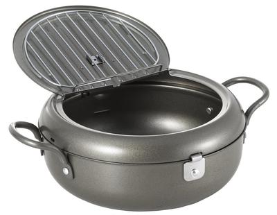 Yoshikawa Tenichi Tempura Pot with Induction and Direct Heat Simple Made In SJ2135 Lid, 22cm, 2.6L, Compatible, Design, Japan, Tsubame-Sanjo,
