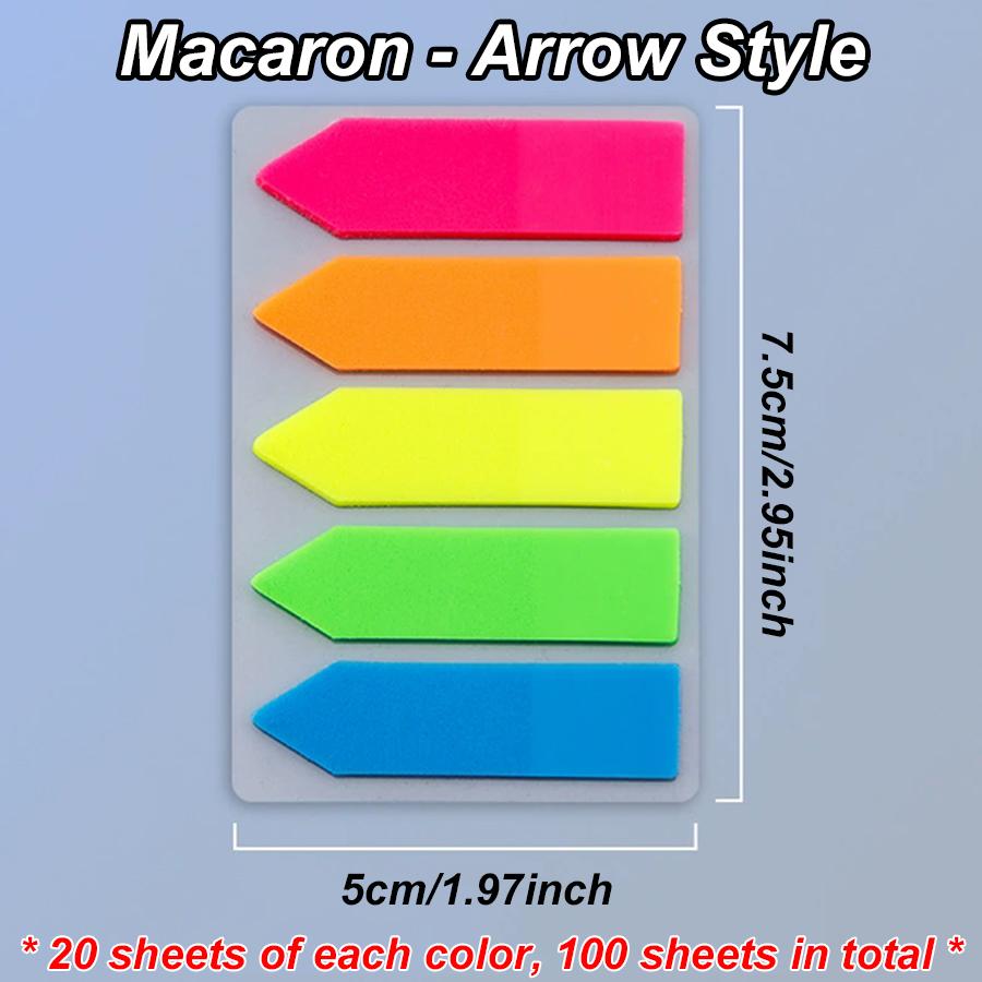 

100pcs Writable Fluorescent Guidance Label Self-adhesive Note Indicator Sticker School Stationary Supplies Planner Accessories