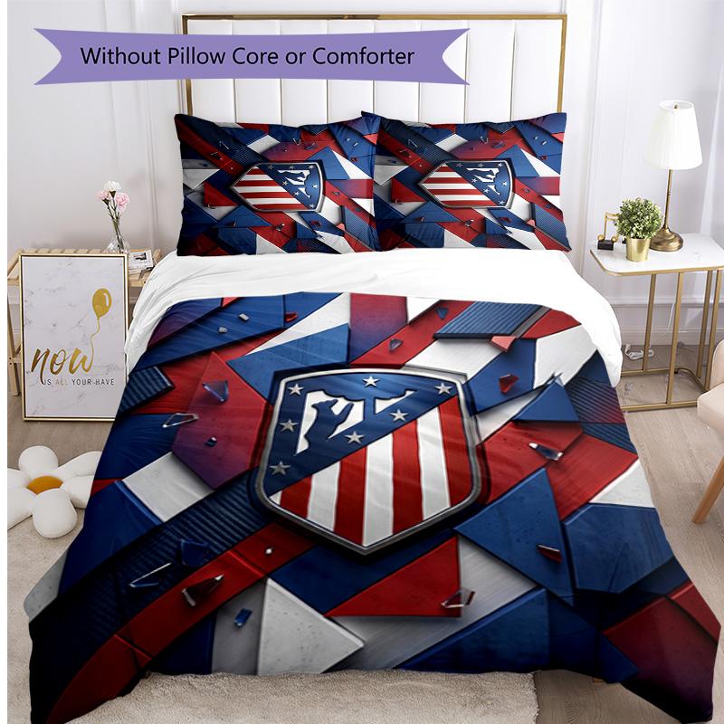 Set Biancheria da Letto 3 Pezzi con Stampa Atletico Madrid Morbido Delicato sulla Pelle Lavabile Copripiumino e Federe Set per Tutte le Stagioni Camera da Letto
