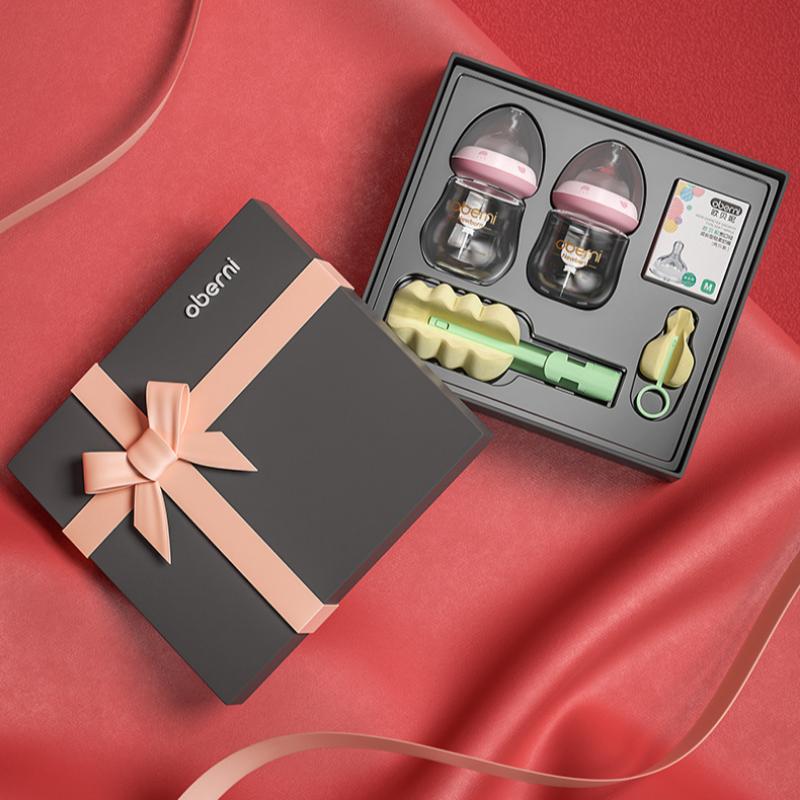Oubani 0 bis 6 Monate Neugeborenen Glasflasche Geschenk-Box-Set Neugeborenen Anti-Blähungen Baby Babyflasche