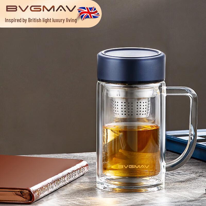 Baoweima Double-Wall Borosilicate Glass Tea Mug with Infuser