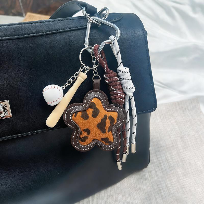 Yogodlns Matte Leopard Print Flower Mini Backpack Hanging Handbag Pendant Bag Pendant Bags Accessories