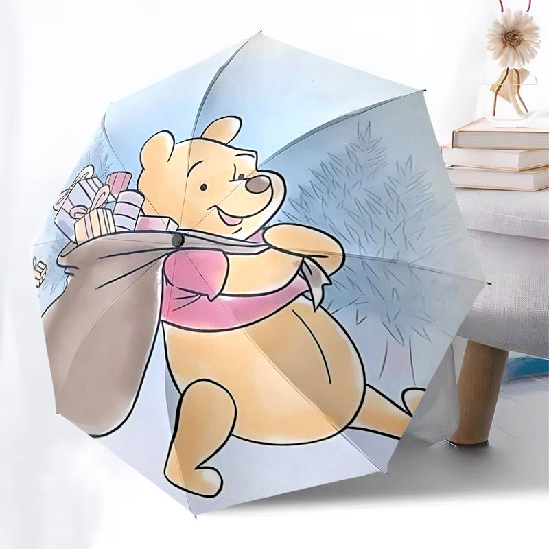 Winnie and Friends Themed Travel Umbrella-8 Ribs Automatic Opening and Closing, Portable Folding Design, Compact and Stylish Umbrella