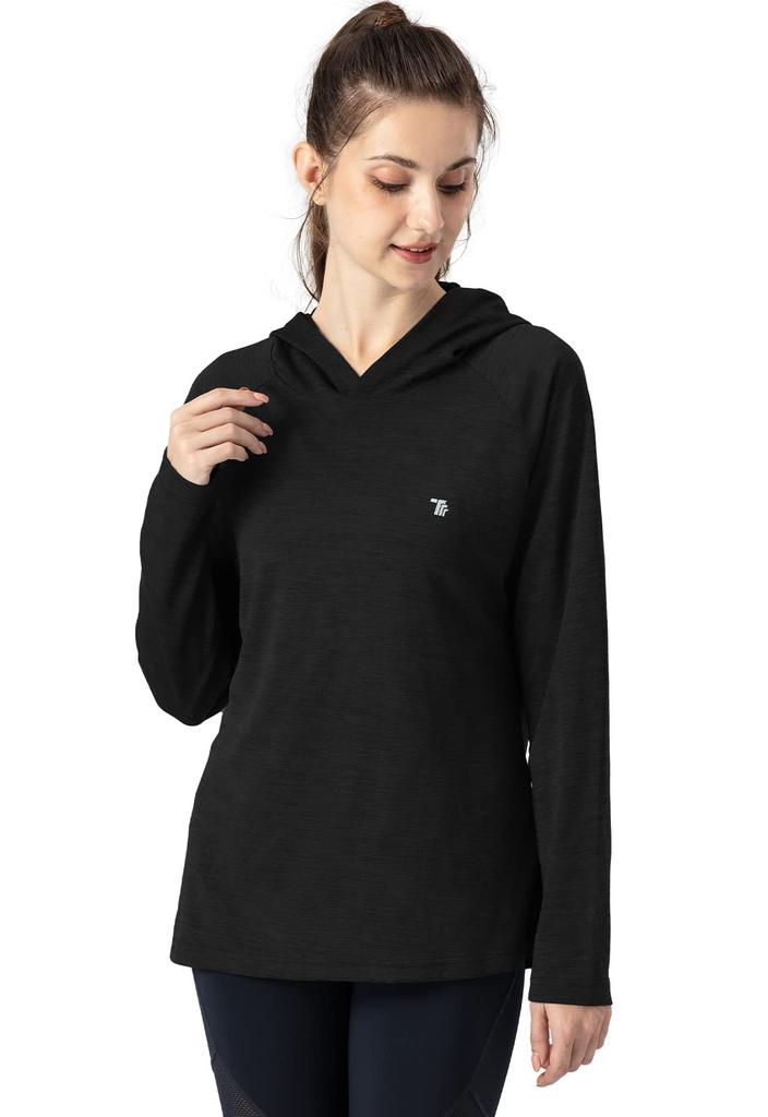 [YSENTO] Women's Sportswear, Long Sleeve T-Shirt, Finger Holes, UPF50+ Golf, Tennis Wear, Mountain Climbing, Sports T-Shirt, Training Wear, Hooded,