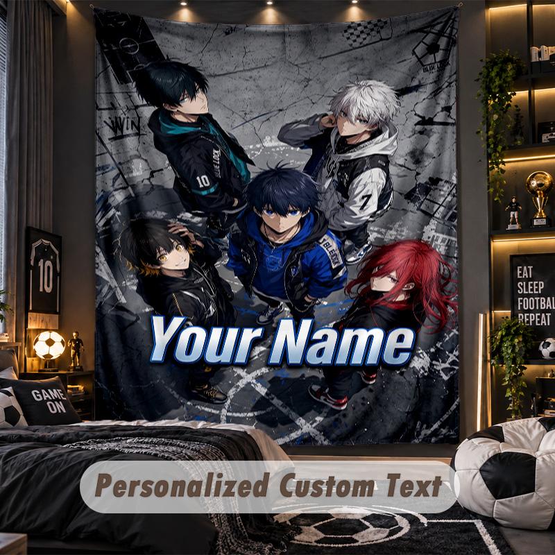 Personalized Wall Tapestry,Blue Lock Custom Printed Name, Fabric Wall Art For Indoor Room Backdrop