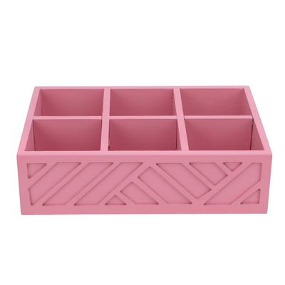 Organizator stație de cafea cu separatoare mici Cutie de depozitare Accesorii bar cafea din lemn pentru decor blat Roz