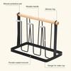 Iron Cup Drying Rack with Wood Handle & Drip Tray Baby Bottle Dryer Holder Space-Saving Countertop Organizer for Mugs