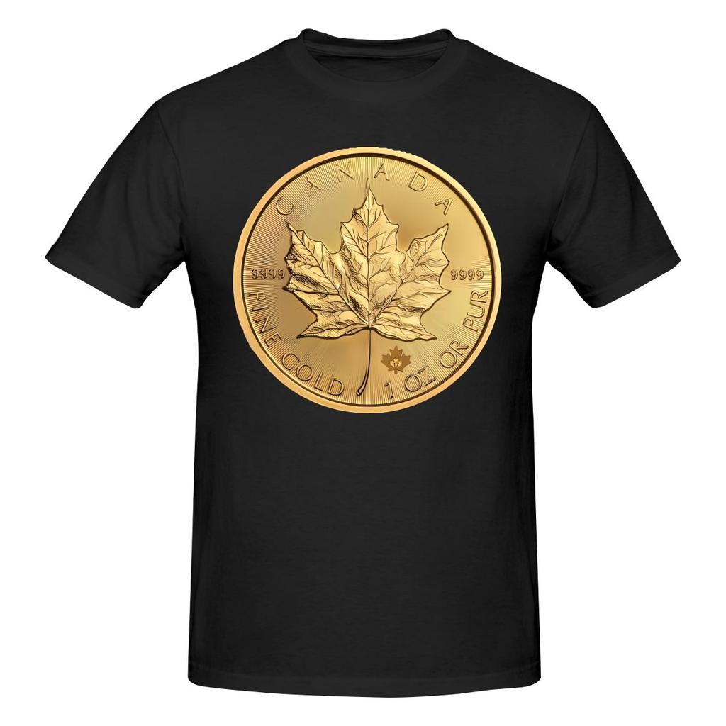 Canadian Maple Leaf 1oz Gold Coin Shopping Tshirt Sporty Trendy Seamless Splicing Shirt