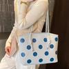 Cute Polka Dot Tote Bag For Women Large Capacity Shoulder Bag Sweet Aesthetic Handbag College Students Daily Commute Shopper Bag
