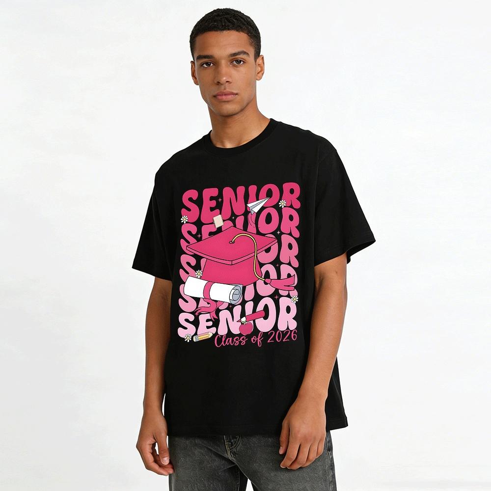 Class of 2026 Senior Graduation Print Casual Short Sleeve Tee Pure cotton T-shirt