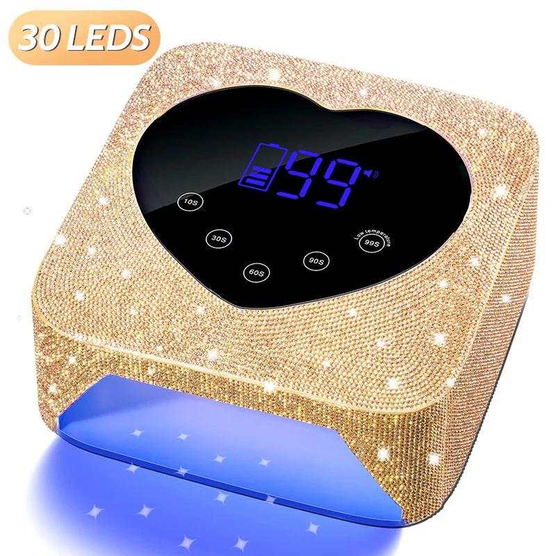 72W Cordless UV Nail Lamp Rechargeable 30 LEDs Nail Dryer UV Light Cabin Professional Nail Art Manicure Tools for Home and Salon