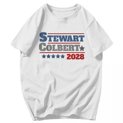 Men T Shirt Jon Stewart And Stephen Colbert 2028 Pops Y2K Graphic Crewneck Unisex Clothes T Shirts