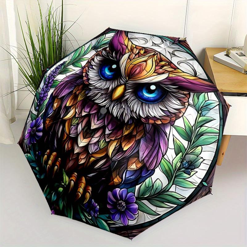 1 Stück Buntglas-Automatik-Klappschirm, Tragbares & faltbares Design mit 8 Speichen, Lässiges Outdoor-Accessoire Halloween und Weihnachten gi