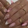 3D Embossed Floral False Nail Pink Flower Pattern Press On Nail Instantly Application Wedding Banquet Elegant Manicure