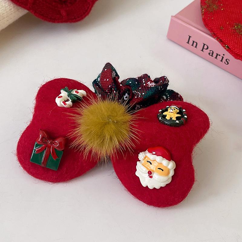 Christmas hairball bow hair band light luxury sweet daily versatile ponytail hair rope design sense niche headrope women