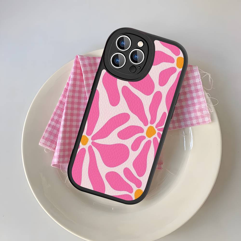 Flower Abstract Market Phone Case For IPhone 16 15 14 13 12 11 Pro Max Plus Leather Cover