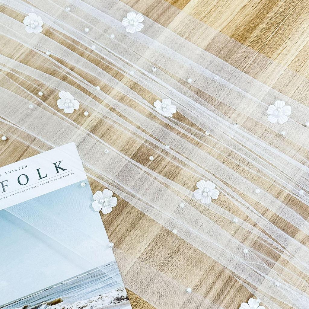 Dreidimensionaler floraler Perlenbesetzter Mesh-Stoff für Hochzeitskleid, Abendkleid oder Valentinstagsstrauß-Dekoration