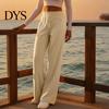 Lounge Wear Pants Women Wide Leg Pants, Drawstring Waist Loose Casual Adjustable Trousers Trousers, Solid Color Palazzo with Pockets