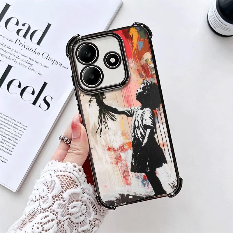 B-Banksy Art Graffiti Artist Plating Phone Case For Xiaomi Redmi Note 14 15 Pro Plus 13 12 11 11S 11T 10 9S 9 5G Anti-Fall Airab