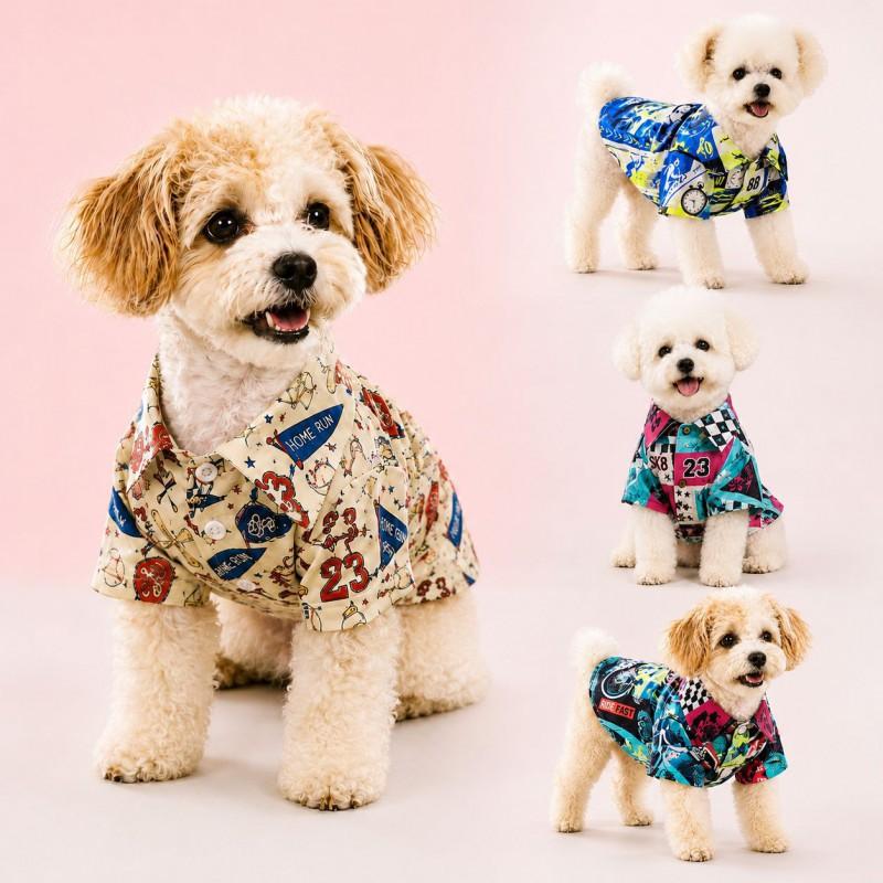 Lightweight Pet Shirt Dogs Cats - Hawaiian Print Cotton Tee XS To 4XL Breathable Casual Wear