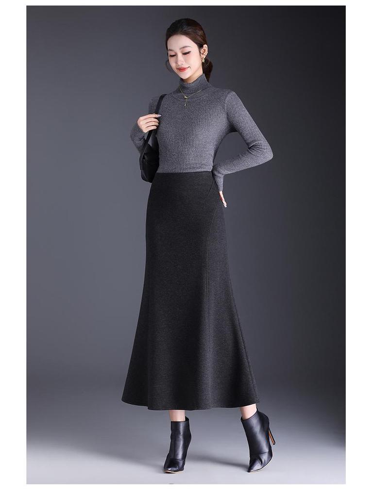 Autumn/Winter 2025 Cashmere High-Waist Mermaid Pencil Skirt