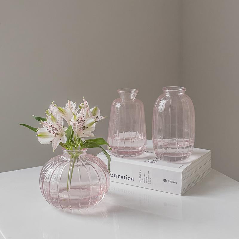 Vintage Glass Vase Room Decoration Transparent Flower Vase Hydroponic Plant Pot Aesthetic Table Ornaments Accessories Flower Bottle