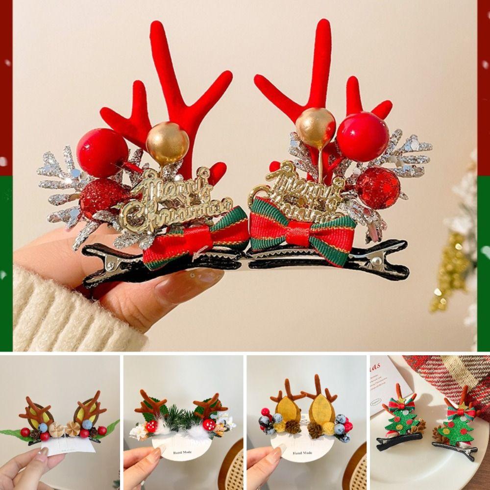 

1 Pair Antler Hair Accessories Christmas Hairpin Portable Elk Clips Xmas Headwear Christmas Decor 05