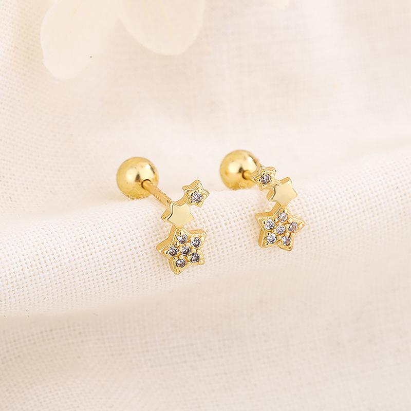

1Pair Fashion Star Ear Studs Helix Cartilage Screw Earring Zircon Shining Ear Studs For Women Piercing Body Jewelry Gift A3