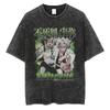 Hot Anime Demon Slayer Kokushibo Graphic Print Washed T Shirt Men Vintage Cotton Tshirts Manga Casual Tee Harajuku Male T-shirt