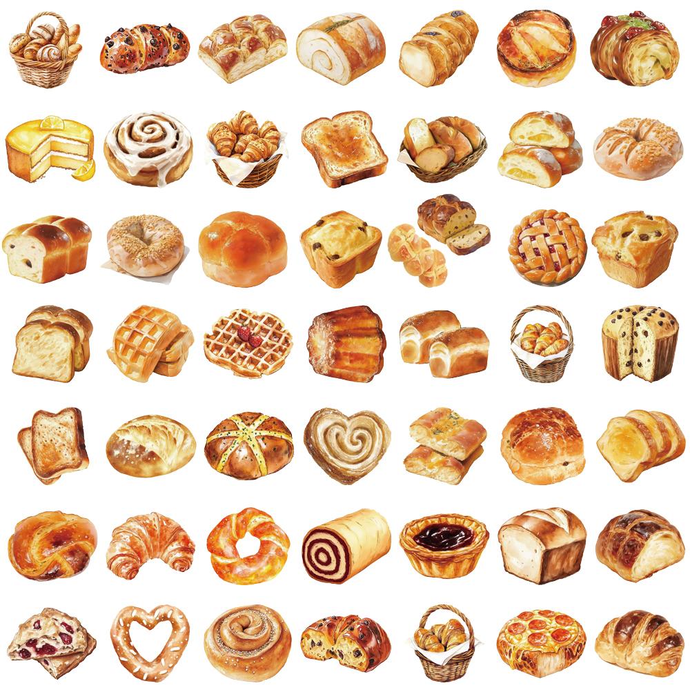 50/100PCS Cute baking bread Stickers Nostalgic DIY Waterproof Scrapbooking Creative Paper Laptop Luggage Waterproof Sticker