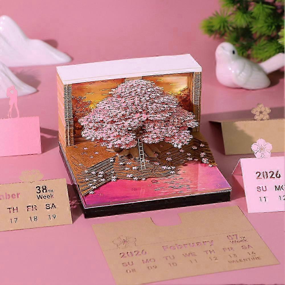 3D Calendar 2026 Cherry Tree Omoshiroi Block 3D Memo Pads Great Presents