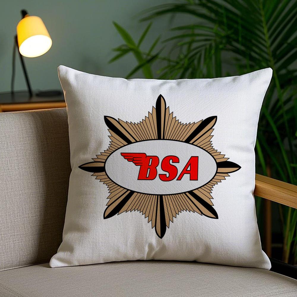 Moto B-Bsa Cushion Cover Plush Fabric Soft Double-Sided Printed Invisible Zipper Sofa Pillow Case Home Decor