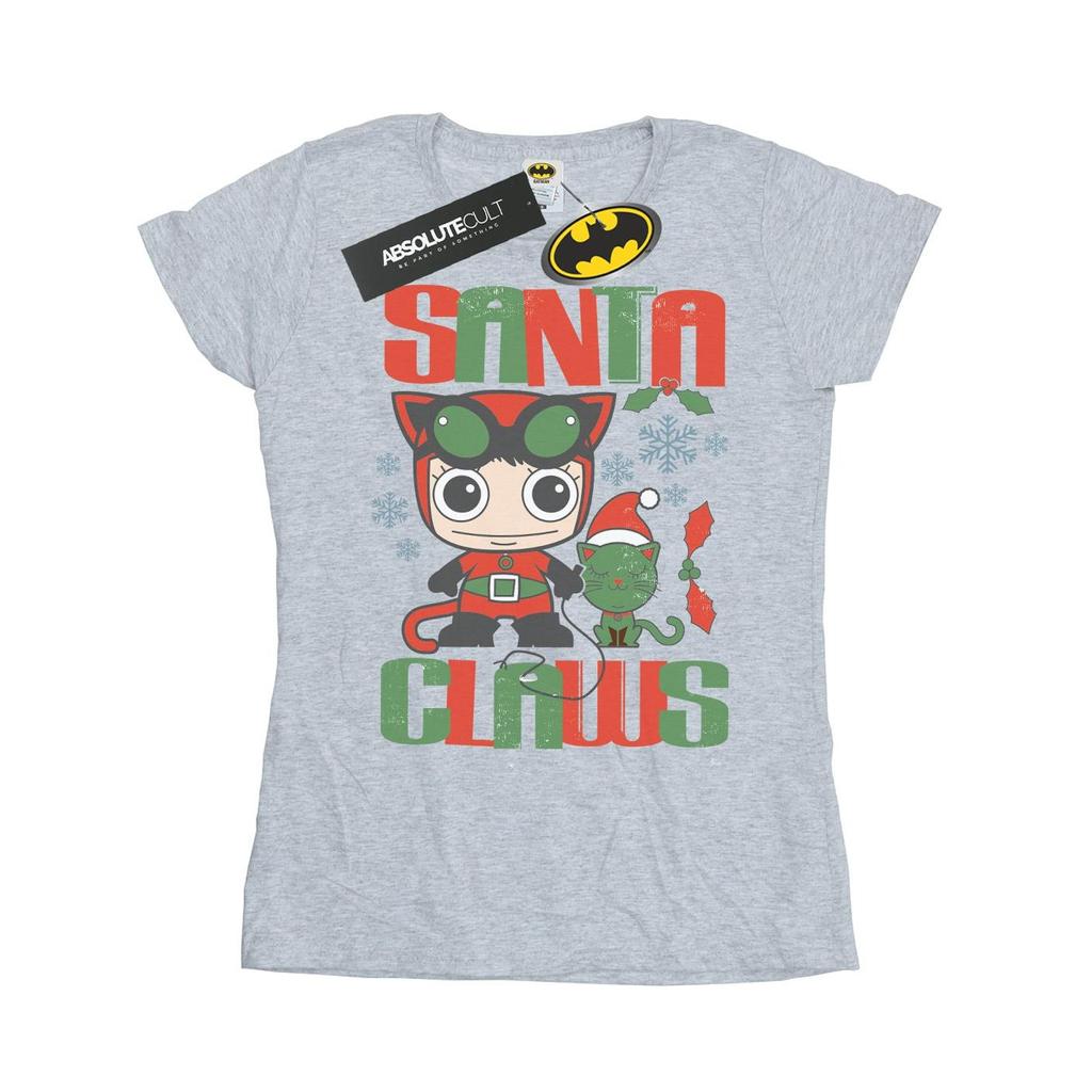 DC Comics Womens/Ladies Chibi Catwoman Santa Claws Cotton T-Shirt
