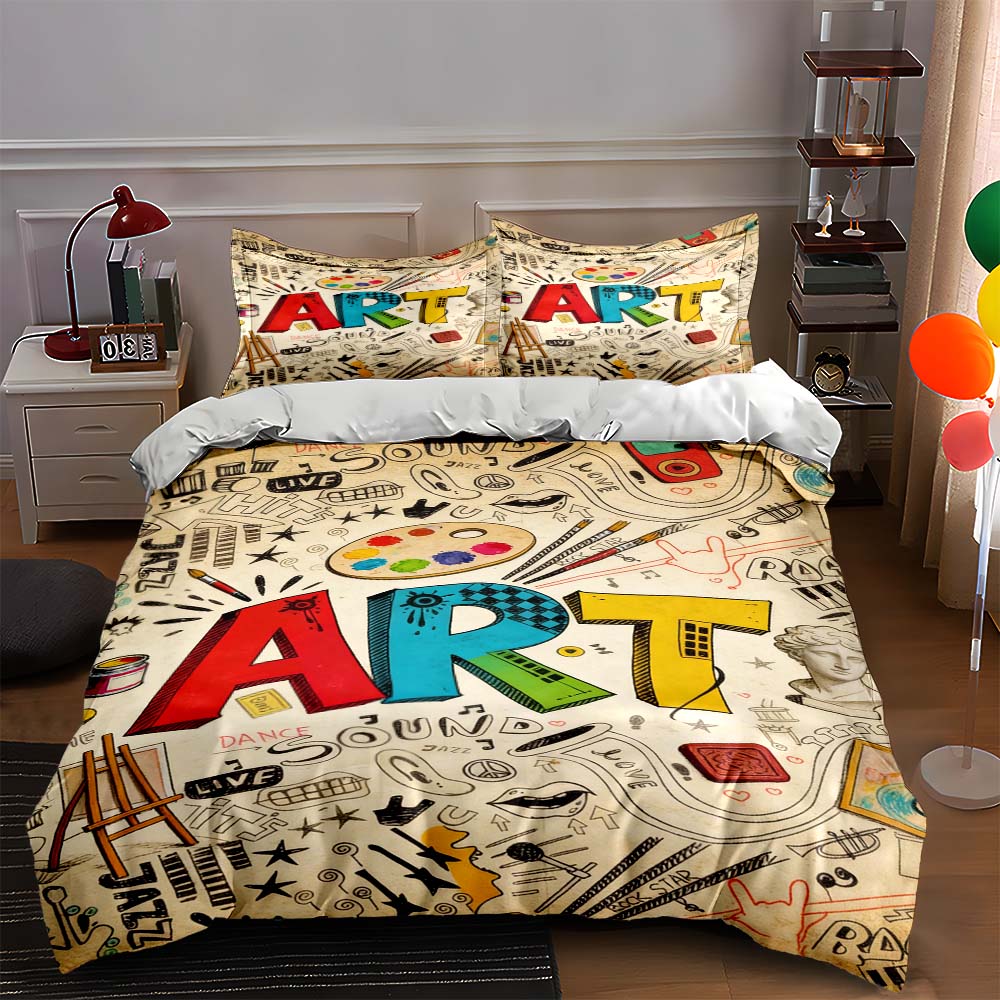 

Colorful artistic doodles. Bedding Duvet cover sets Duvet covers Pillowcases gifts (1 * Duvet Cover 2 * Pillowcases, without duvet insert) 135x200cm