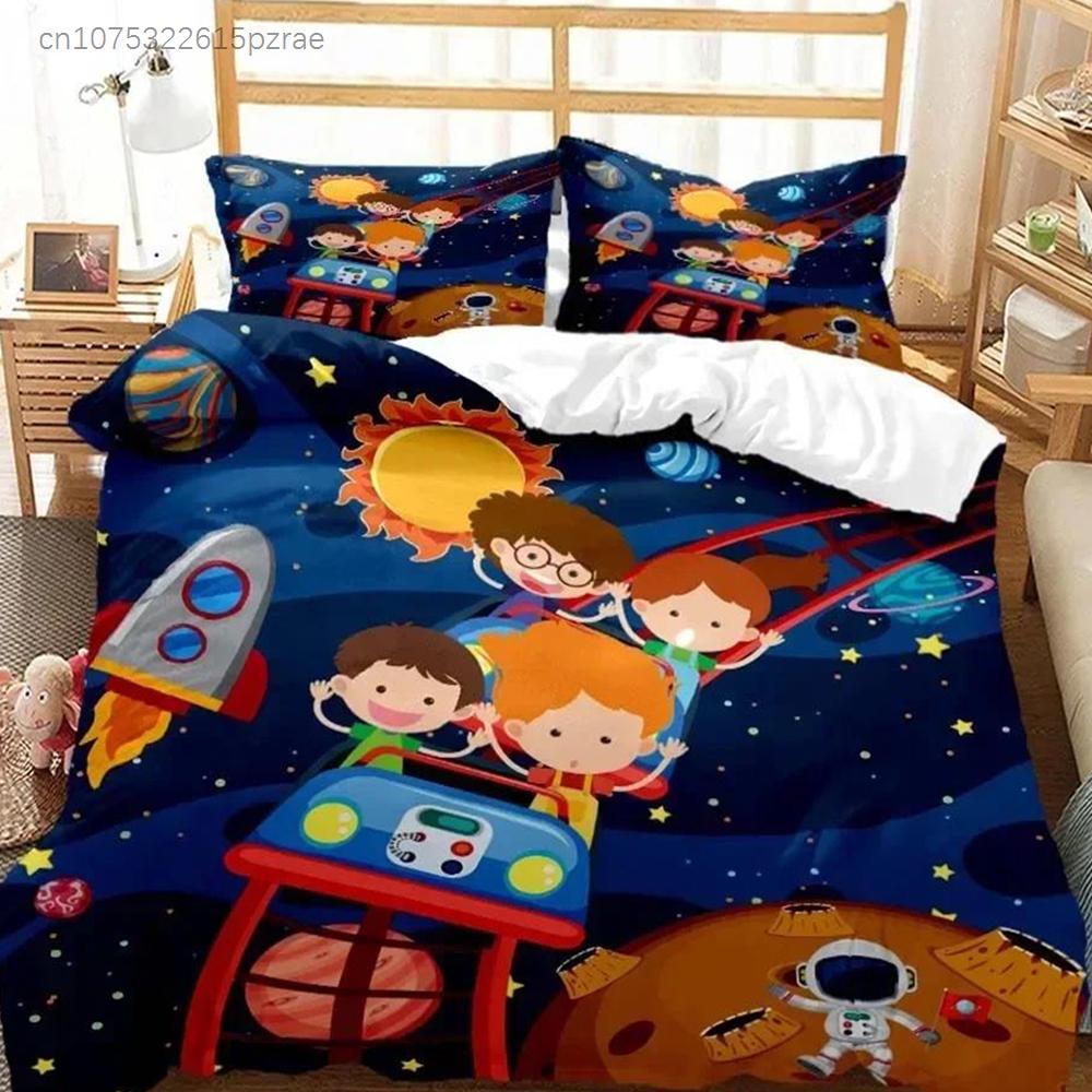 Cartoon Astronaut Digital Bedding Set Bedroom Soft Modern Bedspreads Comefortable Kids Duvet Cover Quilt Cover And Pillowcase