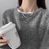 Silver Eggplant Double-Layer Stackable Necklace - Women's Trending Clavicle and Sweater Chain with Snake Bone Design.